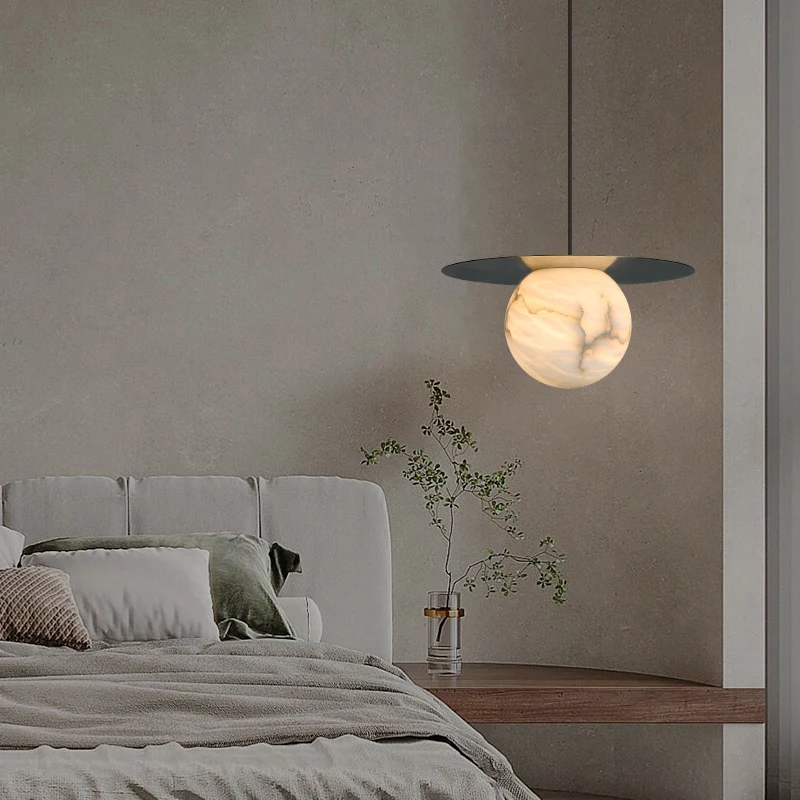 Natural Marble Pendant Light Dining Room Bar Counter Round Ball Light Nordic Study Bedroom Bedside Cabinet Ceiling Pendant Lamp - Image 4